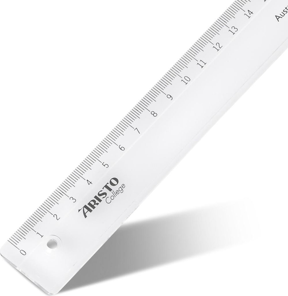 Aristo College Lineal 16 cm transparent, mit Facette und Tuschekante