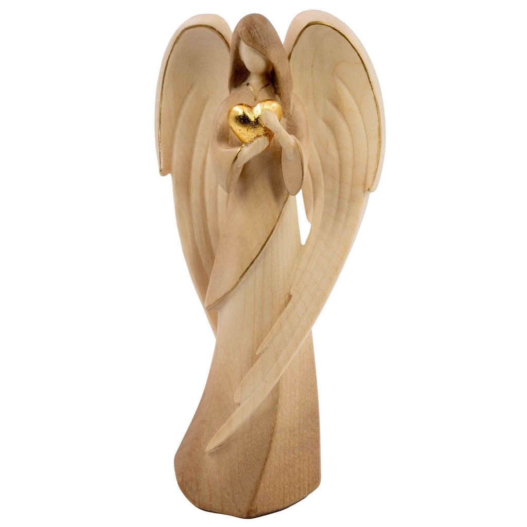 Engel Flamingo mit Herz, 19 cm, Motiv:2x gebeizt