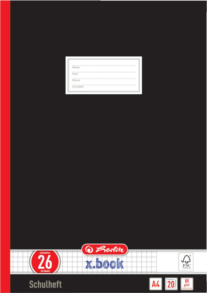5 Herlitz Oberschulhefte / A4 / 20 Blatt / Lin. 26 kariert Produktbild 