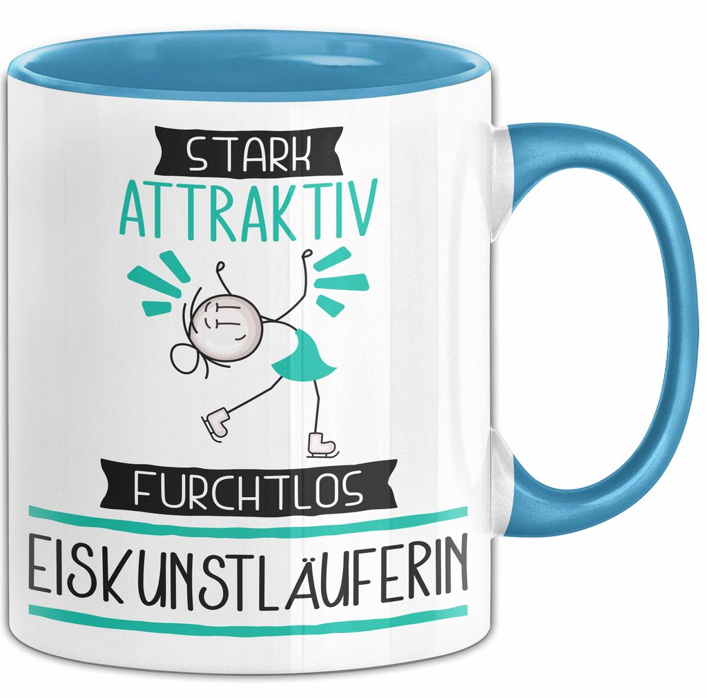 Eiskunstläuferin Tasse Geschenk Becher Stark Attraktiv Furchtlos Eiskunstläuferin Lustige Geschenkidee (Blau)