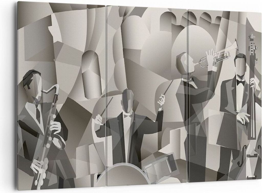 Bild auf Leinwand - Leinwandbild - Jazz Musik Musiker - 165x110cm - Wand Bild - Wanddeko - Leinwanddruck - Bilder - Kunstdruck - Wanddekoration - L...