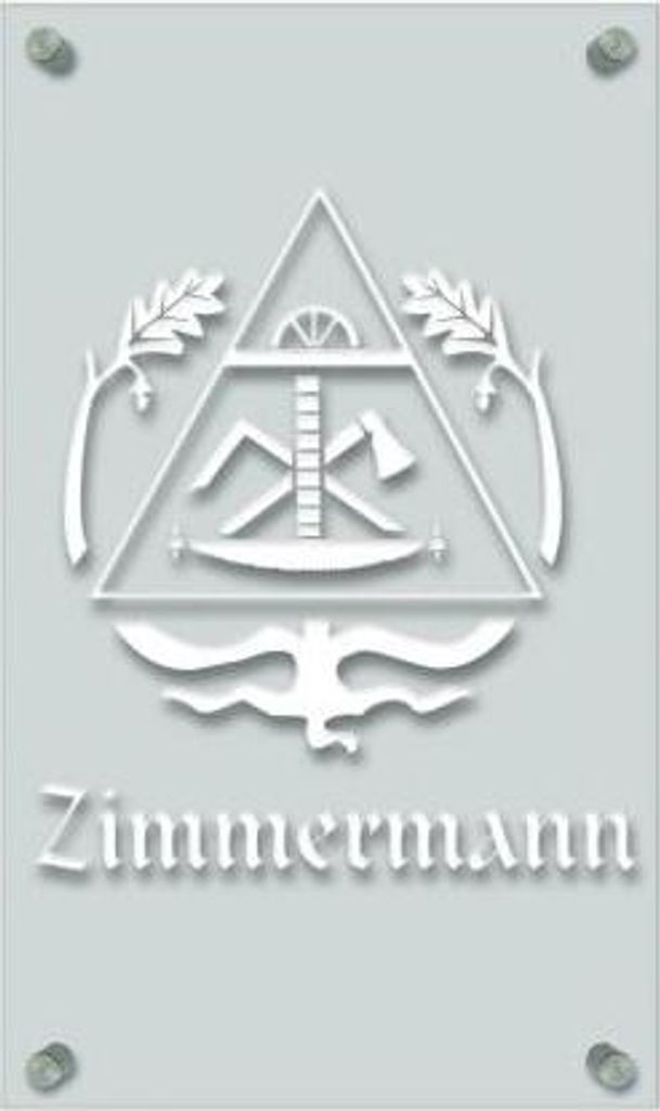 Zunftschild Handwerkerschild - Zimmermann - beschriftet auf edler Acryl-Kunststoff-Platte – 309409 Color - weiß