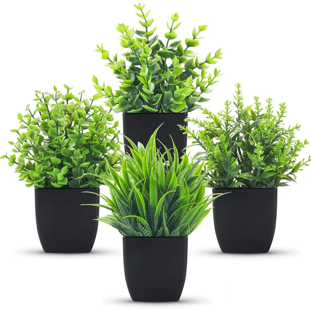 Lot de 4 plantes artificielles vertes pour décoration intérieure maison