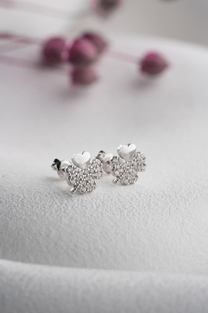 925 Sterling Silber Ohrringe - Rhodinierte Zirkonia Ohrstecker - Klassische Damenringe