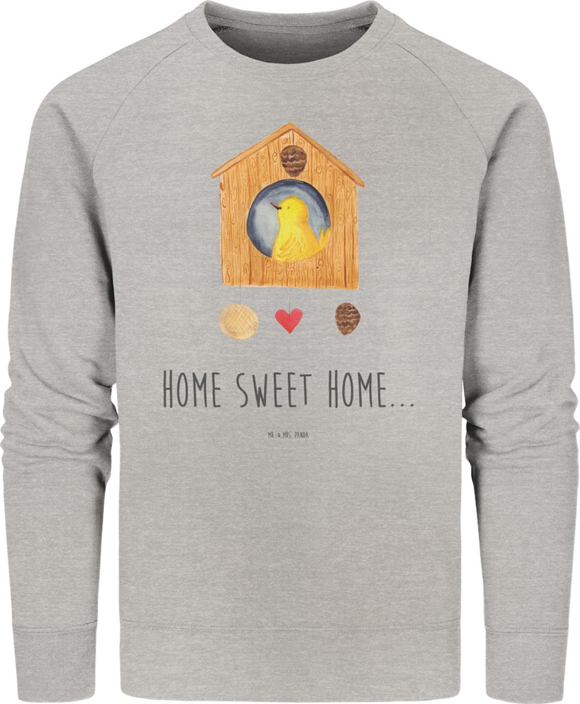Mr. & Mrs. Panda Baumwoll Pullover Vogelhaus Home Größe XS - Heather Grey - Geschenk, Umzug, Haus, Lustige Sprüche, Sweater, Bio, Pulli, Sweet, ...
