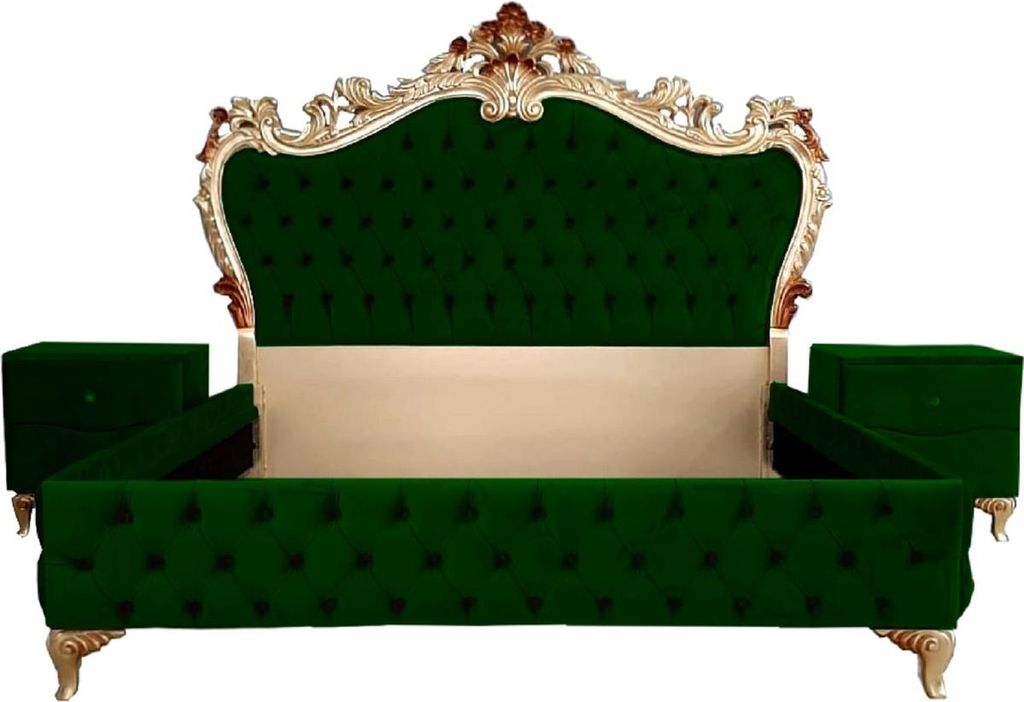 Casa Padrino Barock Schlafzimmer Set - Verschiedene Farben - 1 Doppelbett mit Kopfteil & 2 Nachtkommoden - Schlafzimmer Möbel im Barockstil - Edel...