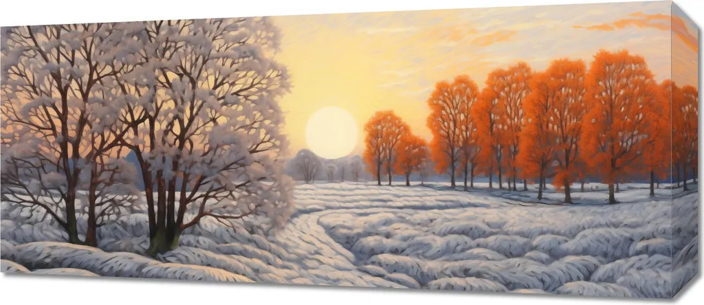 Quadro 70x30 cm Inverno nei toni del fuoco