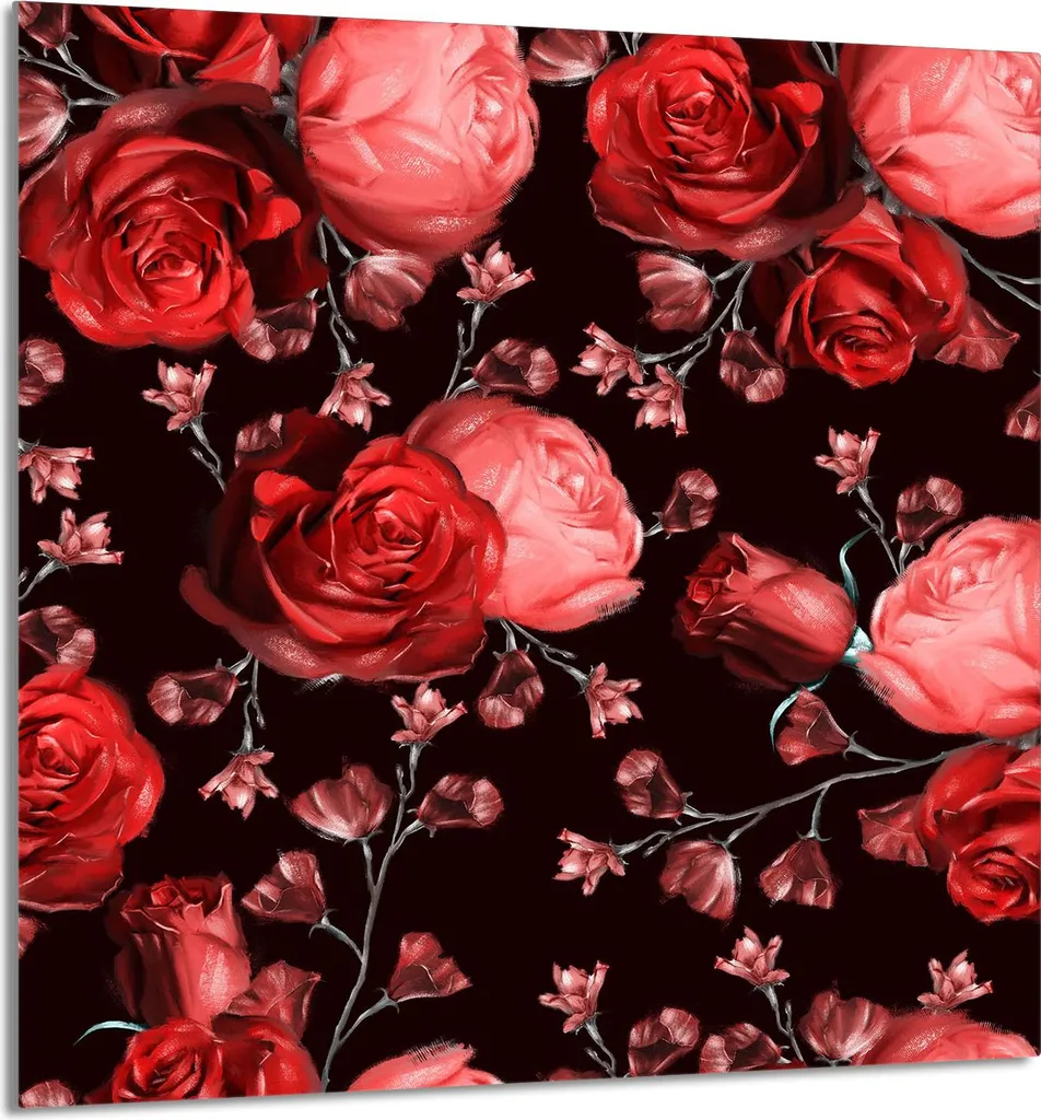 Paraschizzi Cucina Vetro Temperato 60x65 Rose - Protezione Parete Design