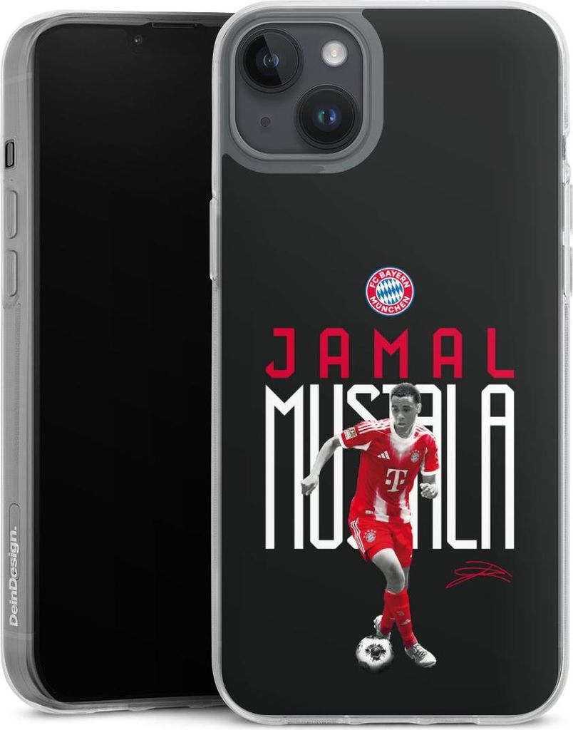 DeinDesign Handyhülle für Apple iPhone 14 Plus Silikon Hülle Case Smartphone Schutzhülle FC Bayern München Offizielles Lizenzprodukt Jamal Mus...