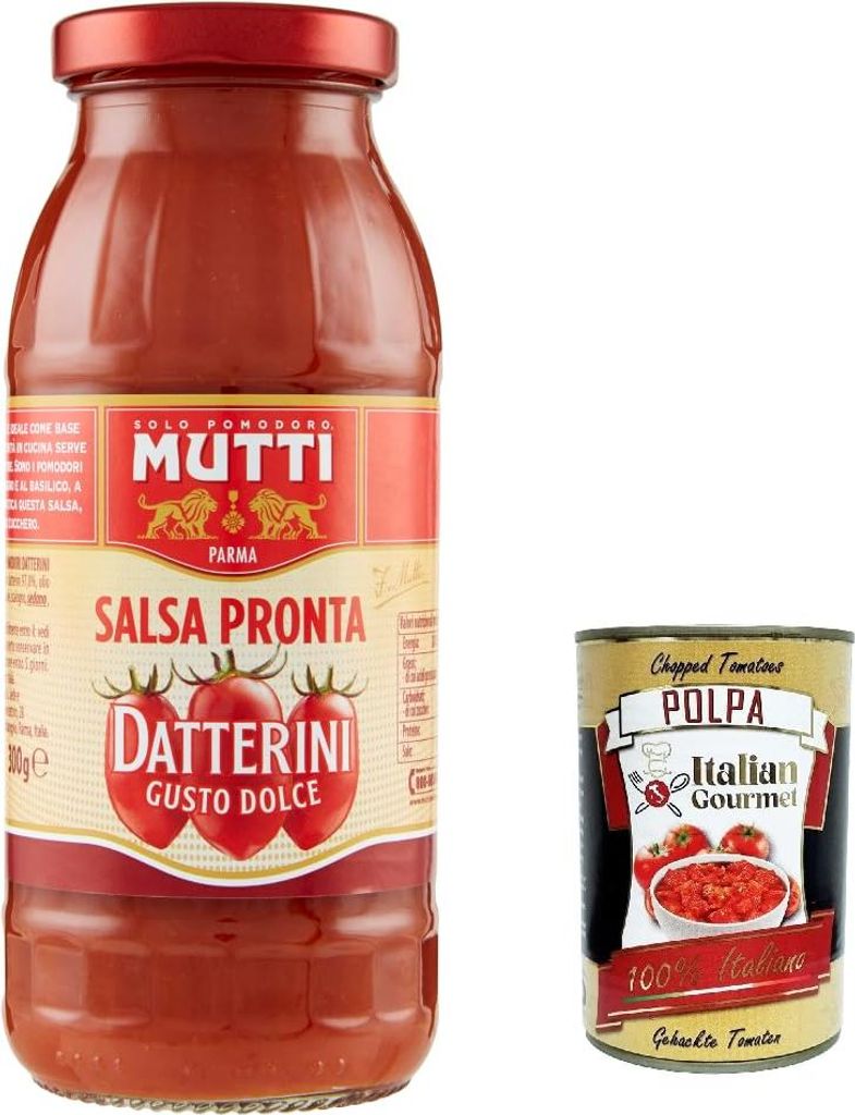 12x Mutti Salsa Pronta Pomodoro Datterini sauce,Tomatensauce 100% Italienisch 300g + Italian Gourmet polpa 400g