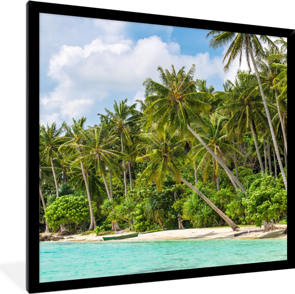 MuchoWow Gerahmtes Poster Palme - Meer - Tropisch 40x40 cm - Poster mit Schwarzem Bilderrahmen Wandposter Rahmen Foto Bilder - Mit Rahmen - Wandd...
