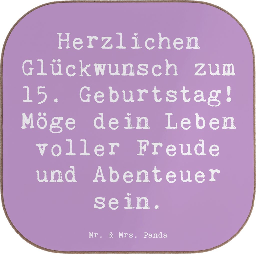 Mr. & Mrs. Panda Untersetzer für Gläser Spruch 15. Geburtstag Glückwünsche - Lavendeltraum - Geschenk, Kreationen, Happy Birthday, unvergesslic...