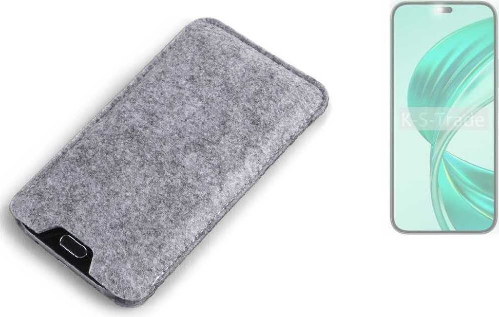 K-S-Trade Filz Handyhülle kompatibel mit Honor X8b Schutzhülle Filztasche Filz Tasche Case Sleeve Handy Hülle Filzhülle grau