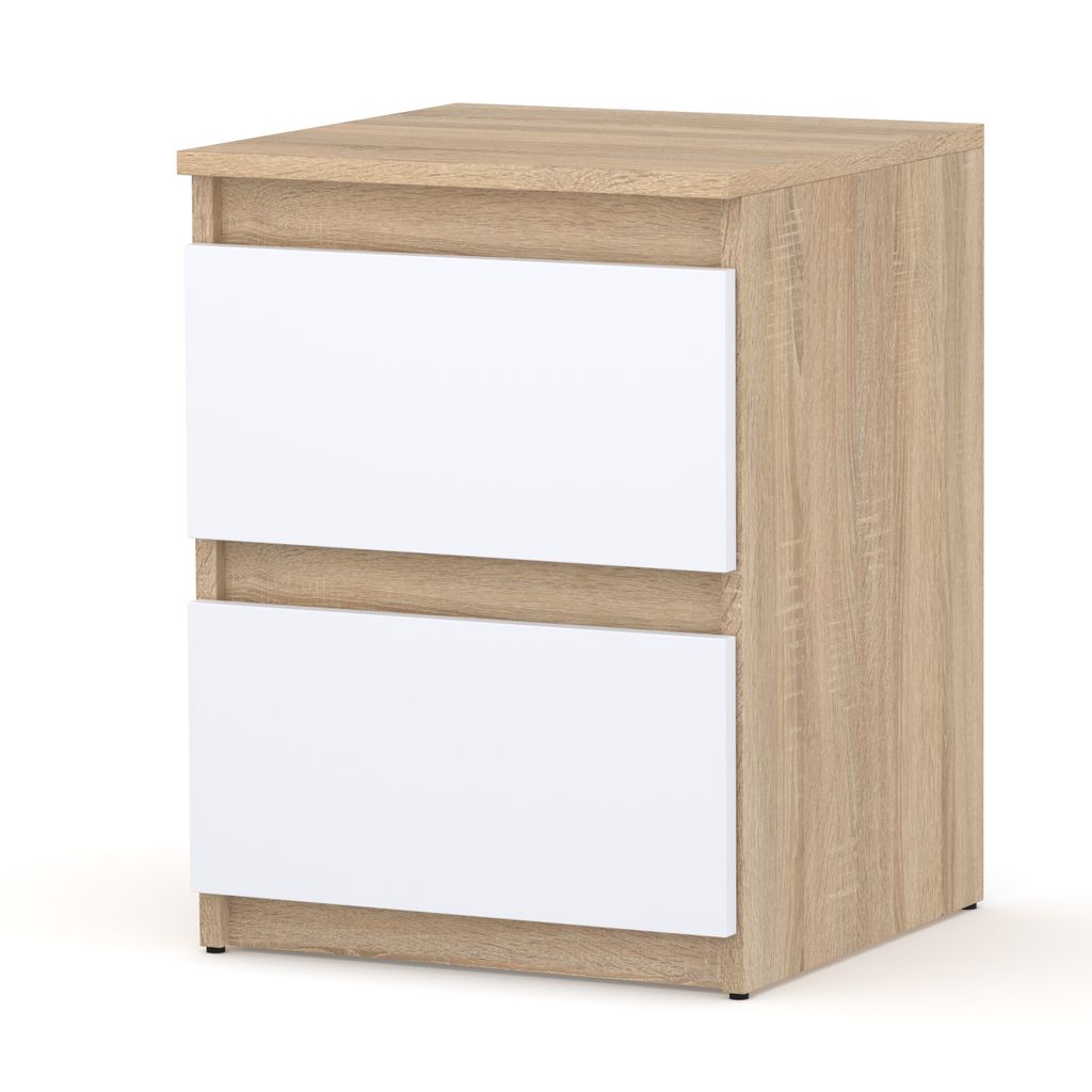 STIV Möbel | Nočný stolík Dub Sonoma/Biely Mat 40x40x53,5 Obrázok produktu 