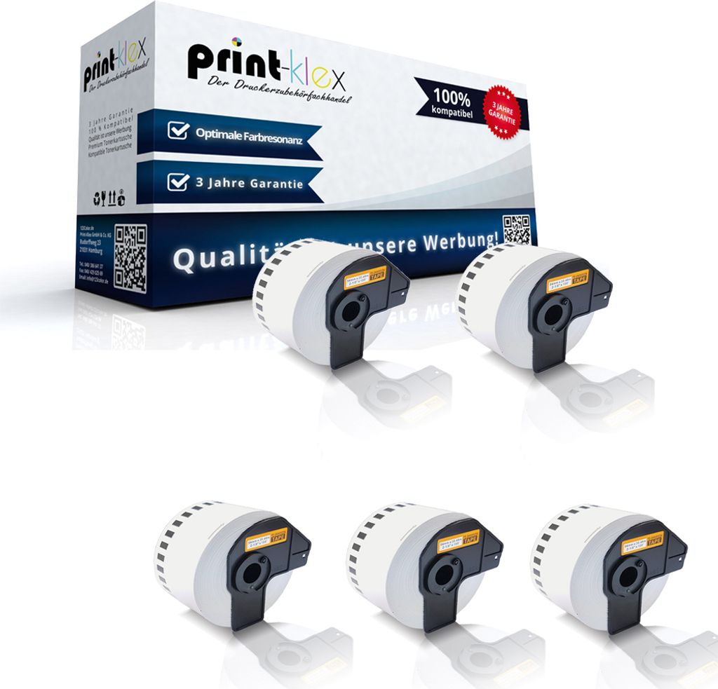 Print-Klex 5x Kompatible Etiketten-Rollen kompatibel mit Brother P-Touch DK-N55224 P-Touch QL 580 Series QL 650TD QL 700 QL 710W QL 720NW DKN 55224...