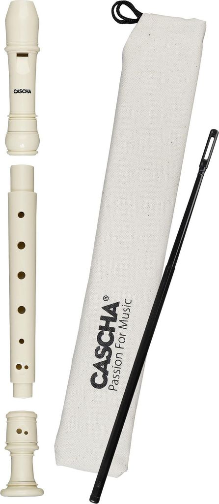 Flötenlilli EH 3908 Blockflöte aus Kunststoff für Kinder, Sopran, deutsche Griffweise, Tasche, Wischerstab,,Soprano Recorder