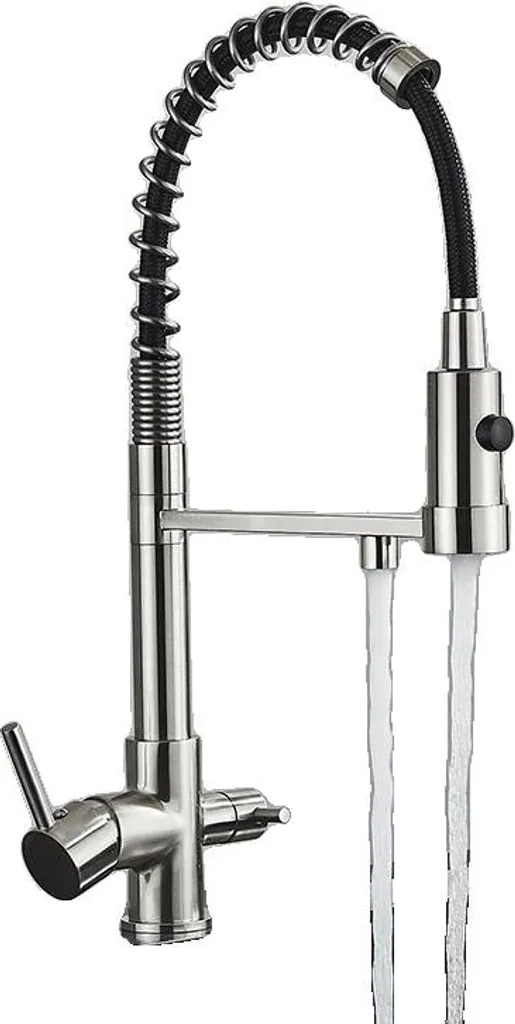 Rubinetto Lavello Cucina Ottone Lucido e Nichel Spazzolato Professionale
