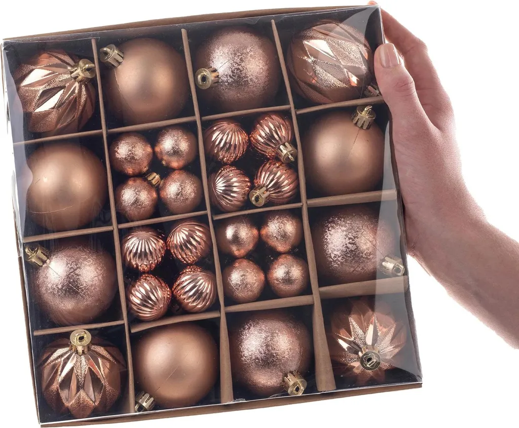 Boules de Noël Set de 44 Pièces Incassables - Décoration Sapin Rouge