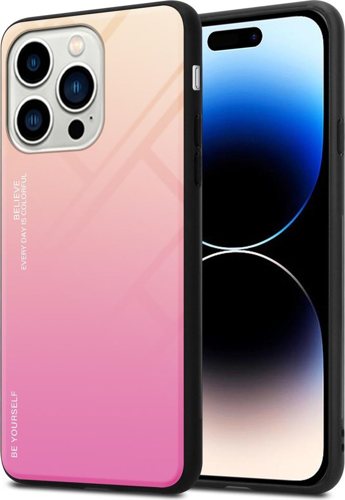 Cadorabo Hülle für Apple iPhone 14 PRO MAX Schutz Hülle in Schwarz Handyhülle TPU Etui Cover Case Tempered Glas