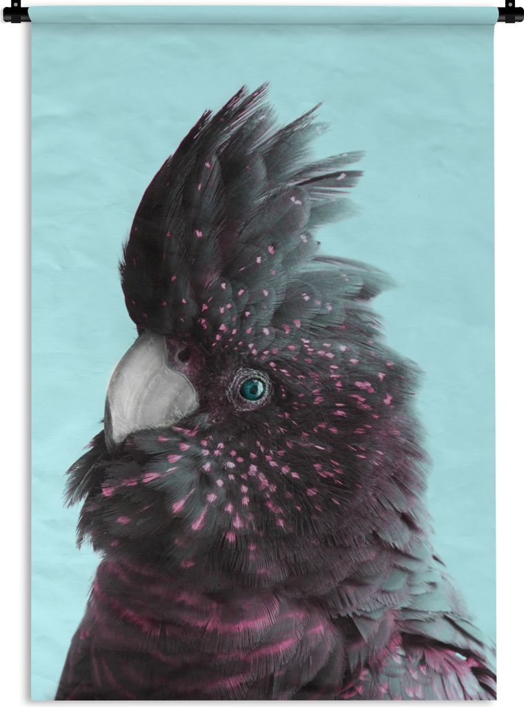 MuchoWow Wandteppich Wandbehang Kakadu - Vogel - Blau 90x135 cm Tapisserie Dekoration Wandtuch - Baumwolle - Wandskulptur