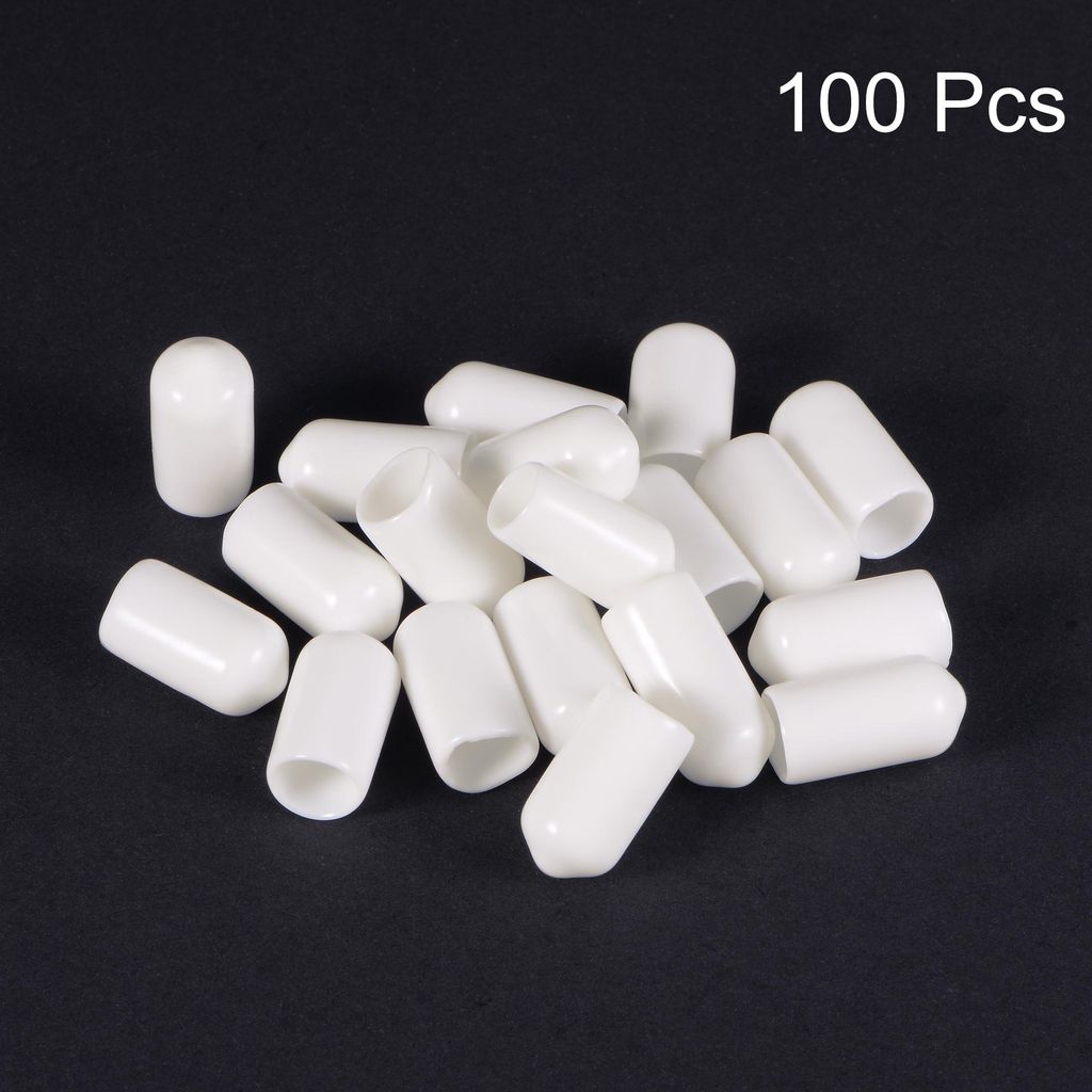 100Stk. Runde Gummi Endkappen 8mm Vinyl Abdeckung Schraube Gewinde Wei?