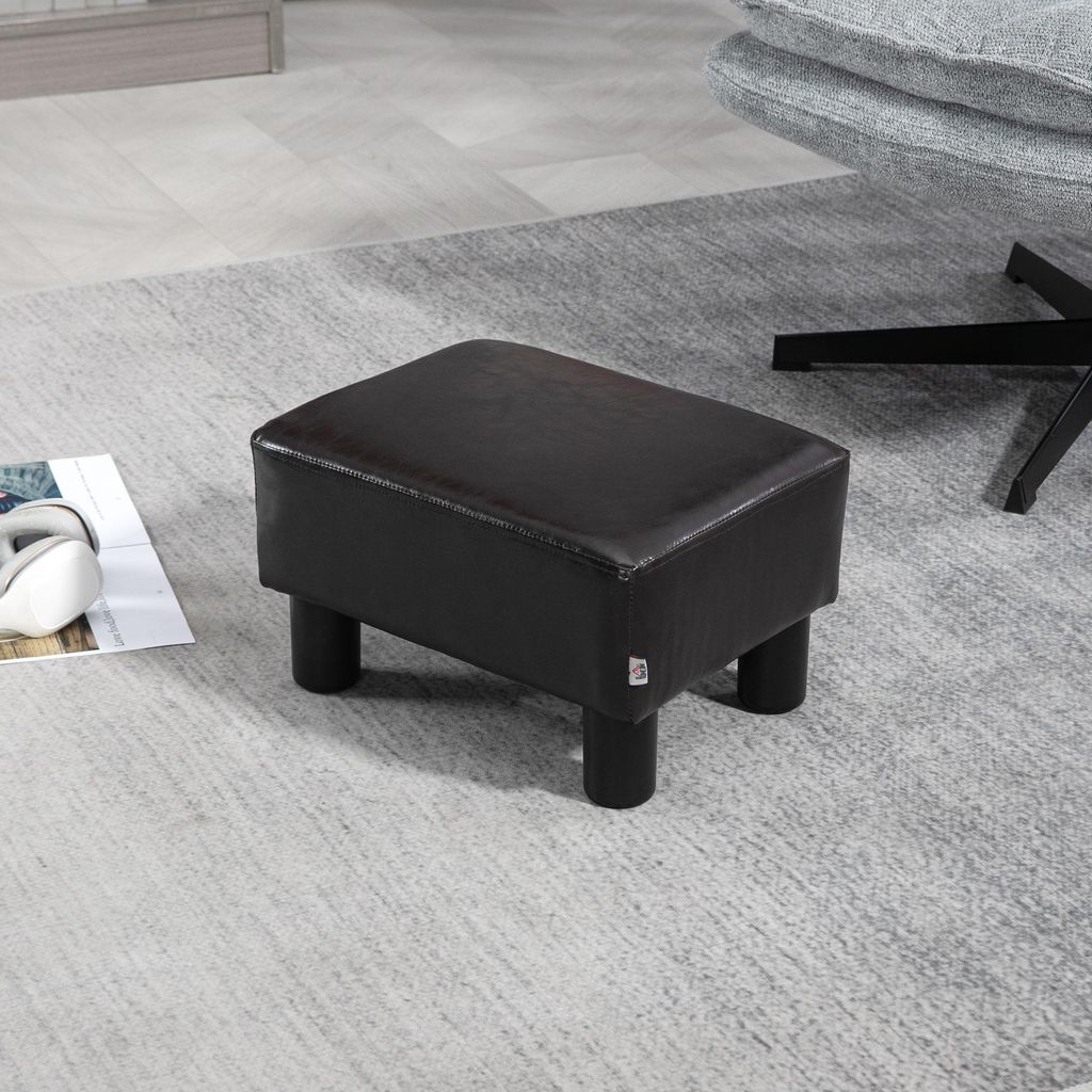 Hocker mit Stoffbezug in Kunstlederoptik, bis 110 kg, Kaffee, Kunstleder, Kunststoff, 40 x 30 x 24 cm, Braun, belastbar, stabil
