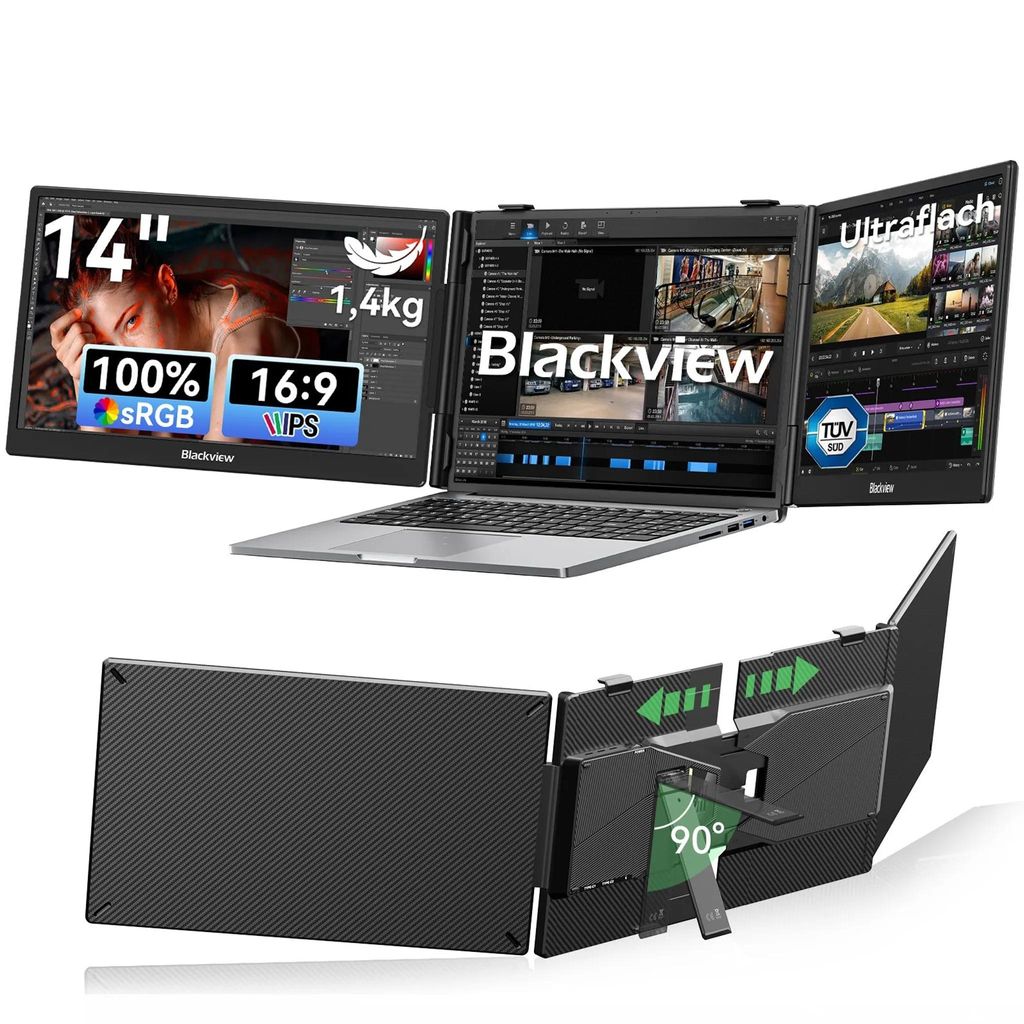 Blackview 14 zoll tragbarer monitor, 7,6 mm, 300 Nits, 100W Produktbild 