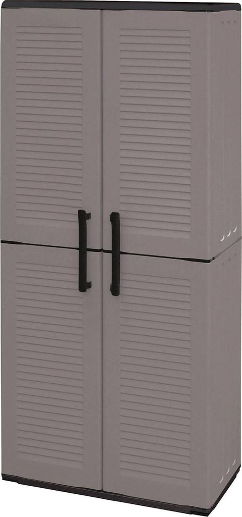 Dargentes Outdoor-Garderobe, Mehrzweck-Besenhalterschrank, 2-türiger Outdoor-Schrank, 100 % Italy, gestreifte Oberfläche, 68 x 37 x 163 cm, Grau...