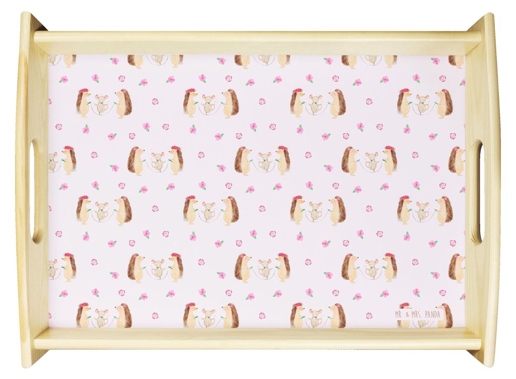 Mr. & Mrs. Panda Servier Tablett Igel Seilhüpfen - Rosa - Geschenk, Holztablett, Kinder, Snack, Sofa, Seilspringen, Lustige Sprüche, Deko, Kinder...
