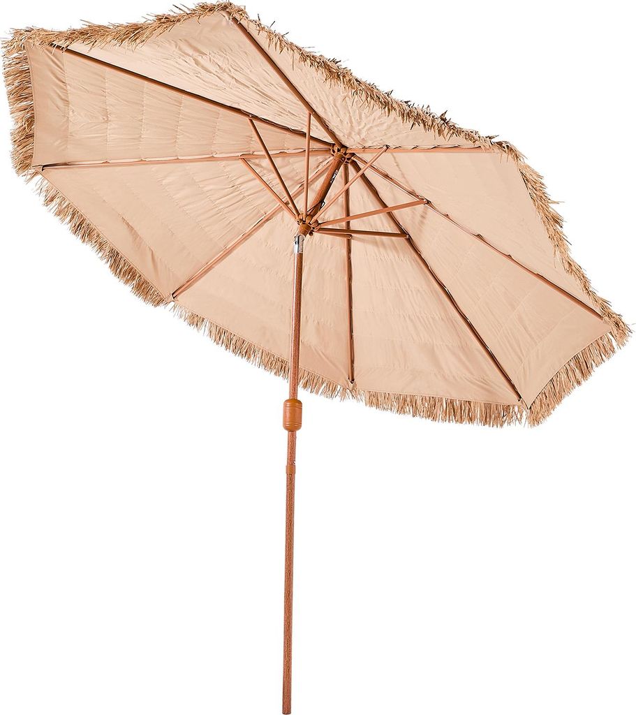VEVOR Strohschirm Hawaii, 2,75 m Strohschirm neigbar, Strandschirm mit PP-Stroh & 8 Metallstreben, Gartenschirm, Marktschirm, Terrassenschirm für ...