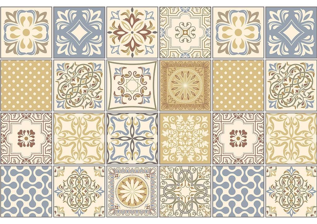 Selbstklebende Fliesenaufkleber für Küche und Bad – 24 Zementfliesenaufkleber (AZULEJOS BONNI) – 24 Aufkleber 10 x 10 cm
