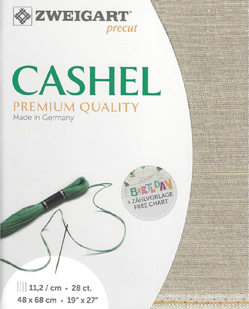Evenweave CASHEL Zweigart Precut 28 ct. 3281 Farbe 53 Rohleinen, Stickerei Stoff 100% Leinen 48x68 cm