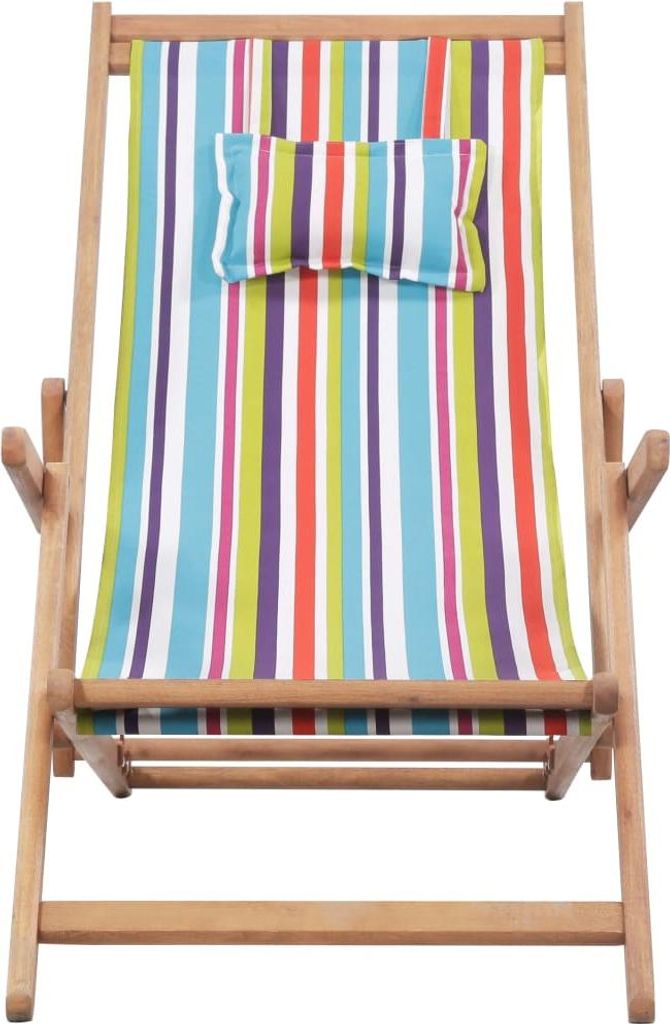 vidaXL Strandstuhl Klappbar Stoff und Massivholz Mehrfarbig Produktbild 