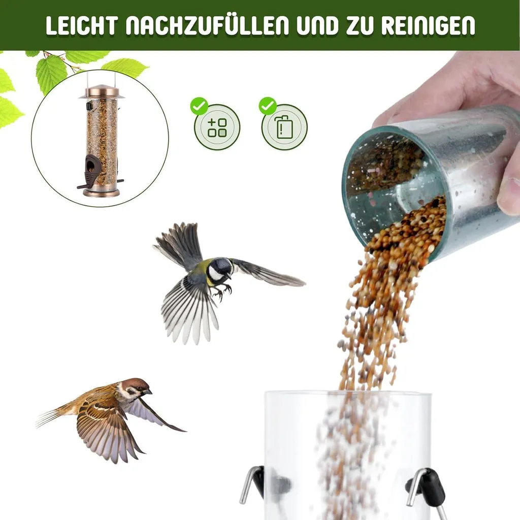 Nourrir oiseaux jardin mangeoire métal cuivré résistante pack 2 - 3