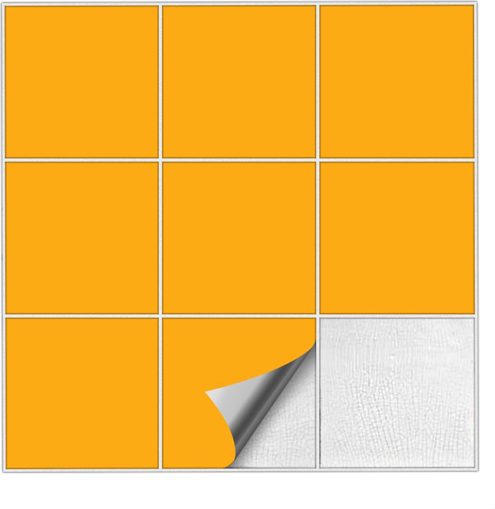 Fliesenaufkleber Für Bad, Küche etc Goldgelb 20 matt 9,5 x 9,5 cm 100 Stück