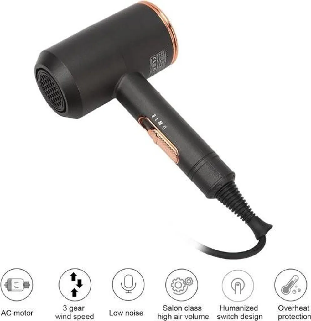 Sèche-cheveux ionique 2000W anti-frisottis format compact et transportable - 4