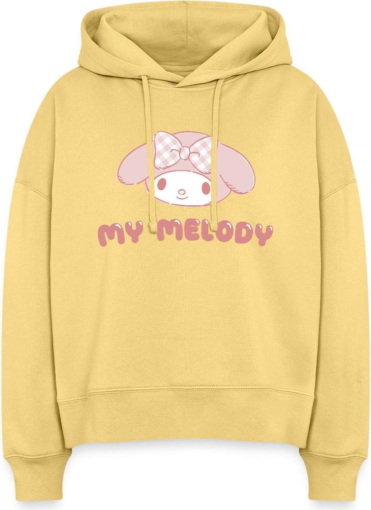 Spreadshirt My Melody Portrait Frauen Boxy Organic Hoodie, M, Hellgelb