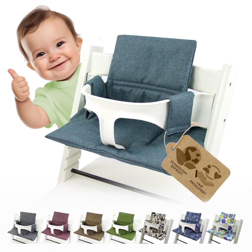 BAMBINIWELT Ersatzbezug, Kissen-Set für Hochstuhl Kinderstuhl Stokke Tripp Trapp, Sitzverkleinerer, ORG. türkis