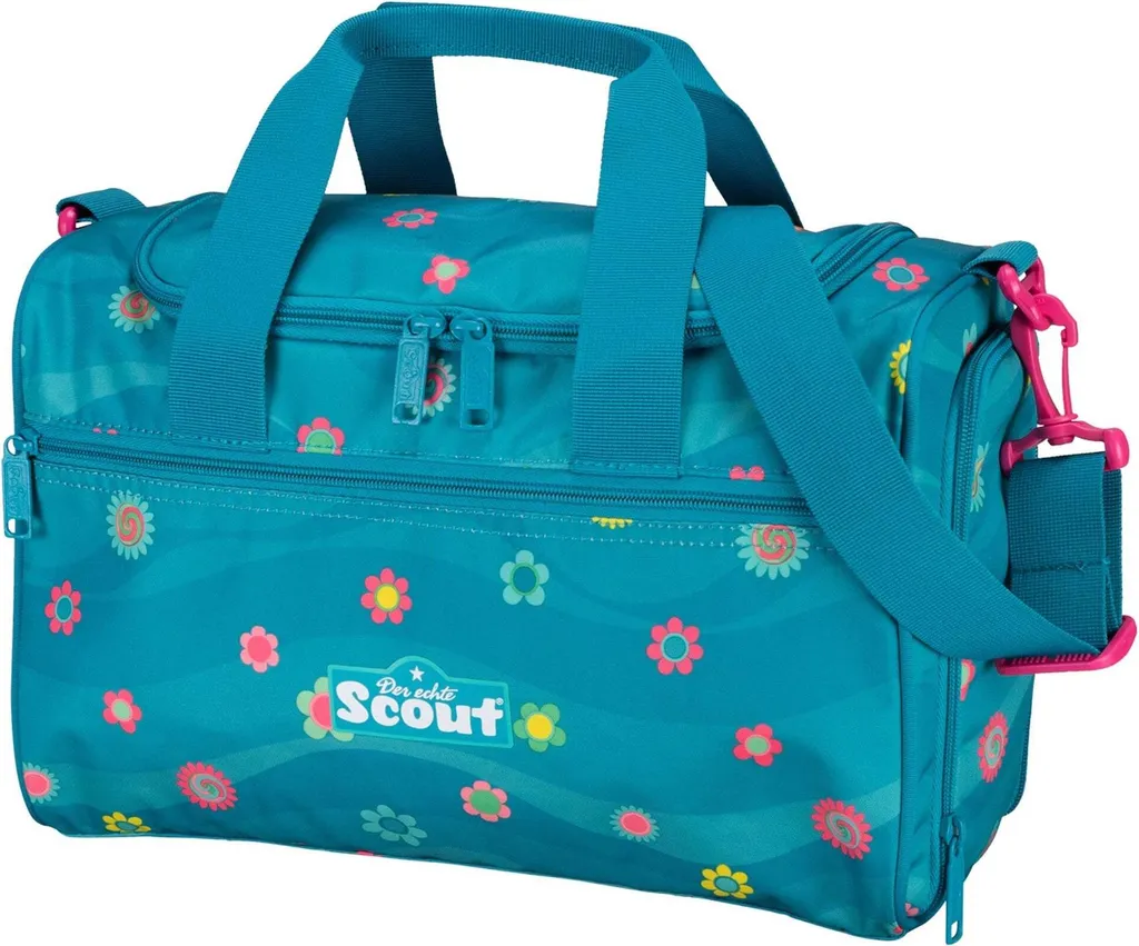 Sac de sport Scout Little Flowers - Compartiment humide bleu pétrole