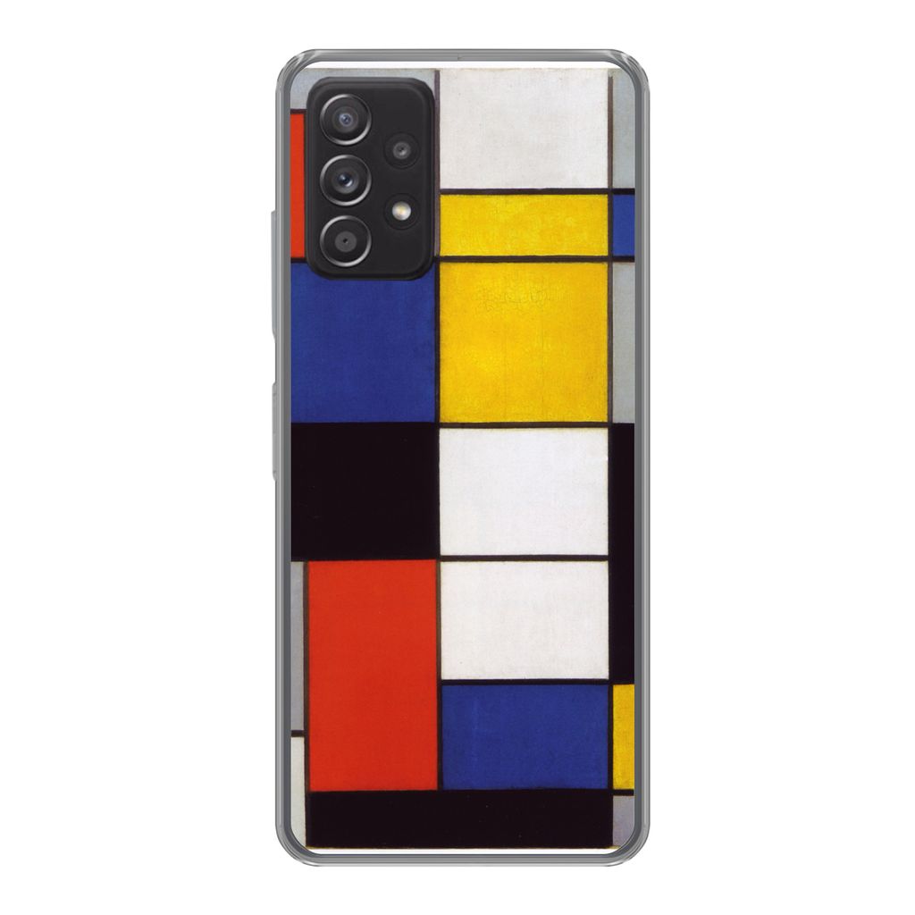 MuchoWow Handyhülle Schutzhülle Hülle für Samsung galaxy a73 Komposition A - Piet Mondrian Silikon Softcase Handy Hülle - Handyhülle