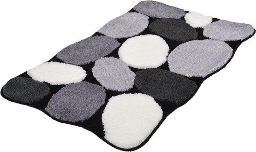 Badmat met steenlook, antislip, 70 x 120 cm, zwart Productafbeelding 