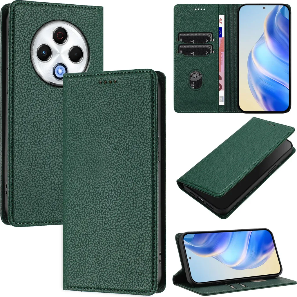 Cover a Libro Tecno Spark 30 4G Verde - Protezione Professionale Wallet