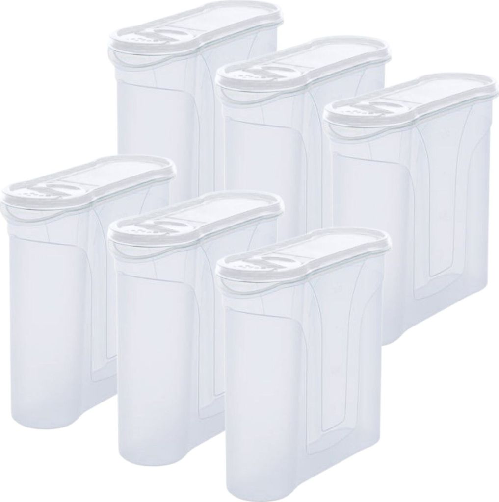 Novaliv Schüttdosen 6er SET Vorratsdose zum Streuen 4 Liter - Maße (LxBxH): 25,5 x 25,5 x 10 cm - Dose mit Deckel 4l für Müsli Mehl Zucker Dose...