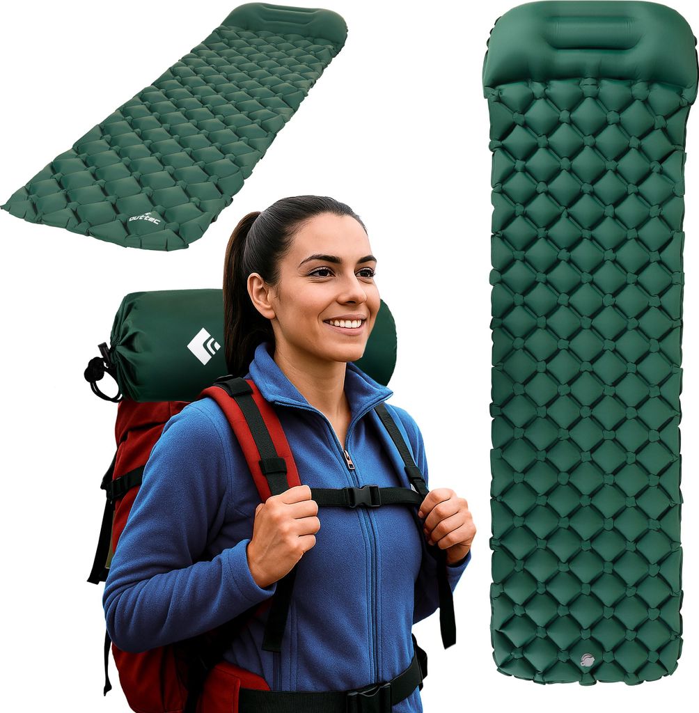 Outtec Isomatte, Luftmatratze, Schlafmatte - 195x55x5 cm - Wasserdicht, Ultraleicht Aufblasbare Matratze - Luftbett für Camping - Schnelles Aufp...