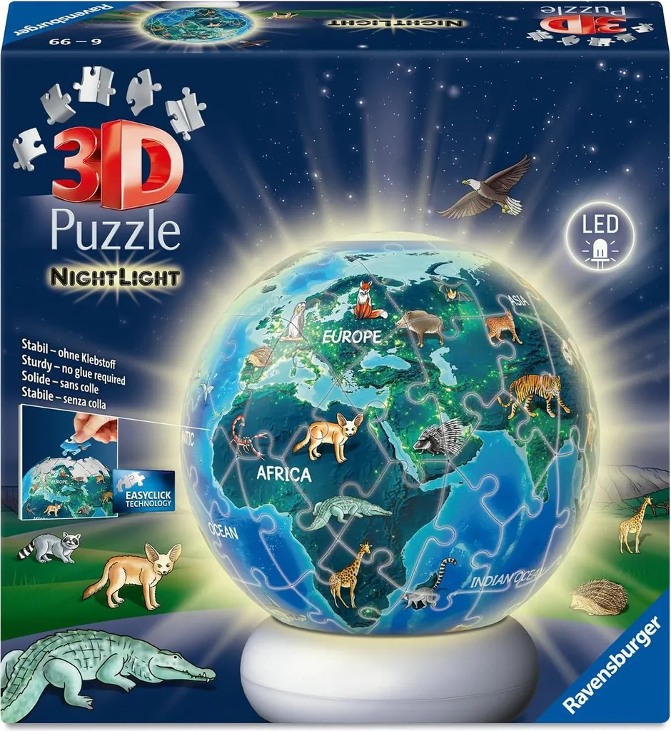 Veilleuse Puzzle 3D globe terrestre Ravensburger pour chambre enfant
