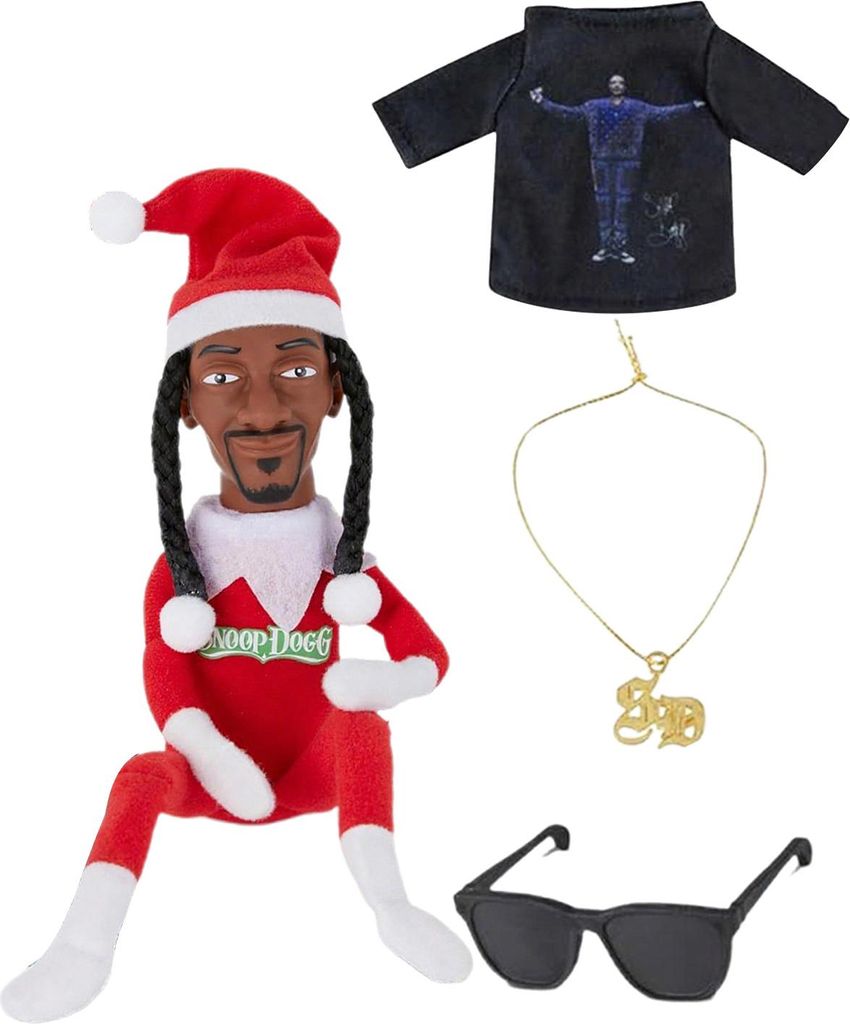 Snoop Elf auf dem Hocker – Lustige Hip-Hop-Puppe – Weihnachtsschmuck – Plüschtier – Sammlerstück – Heimdekoration