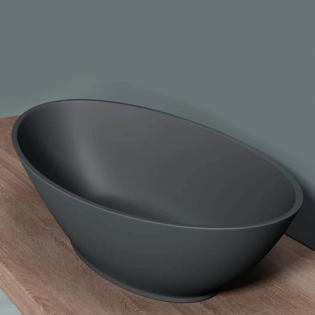 Grande vasque à poser rectangulaire 62 cm lave-main gris anthracite