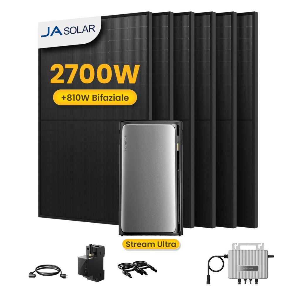 Balkonkraftwerk mit Speicher EcoFlow Stream Ultra 1920Wh Speicher, 450W x6 Solarmodule, STREAM Mikro-Wechselrichter 800W & EcoFlow Smart Zähler