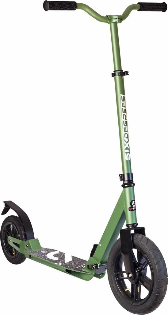 SIX DEGREES Aluminium Scooter mit Luftbereifung und Federung, 300/205 mm, ABEC 7, höhenverstellbar, , grün