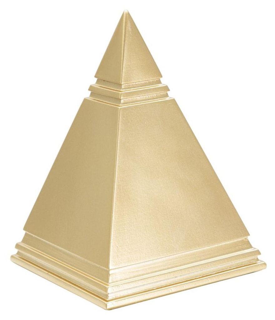 Skulptur Pyramide Gold aus goldenem Kunstharz Produktbild 